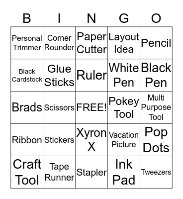 Scrap Bingo Card