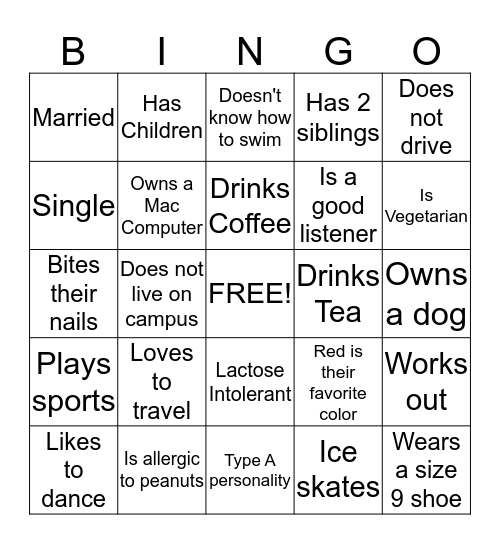 Mentoring Bingo Card