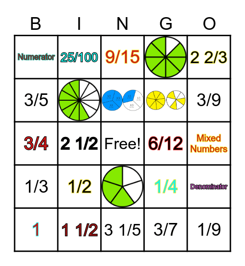 ABLE FRACTION BINGO! Bingo Card