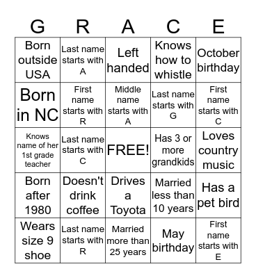 Your Grace Finds Me Bingo Card