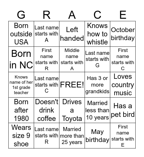 Your Grace Finds Me Bingo Card