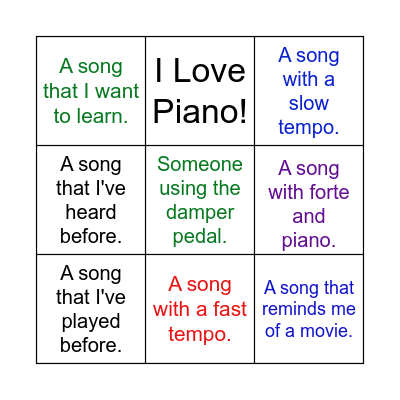 What Do You Hear? Bingo Card