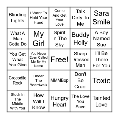 Music Bingo Card