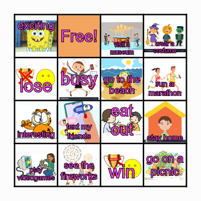 Free time activities Bingo Card