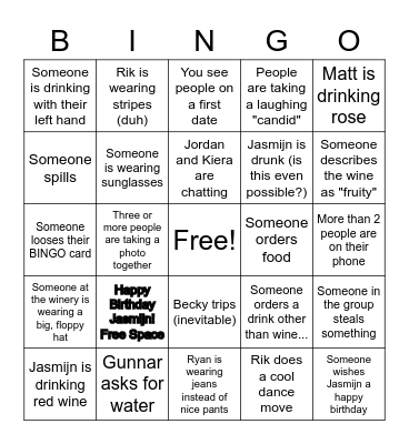 Jasmijn's Birthday Bingo! Bingo Card