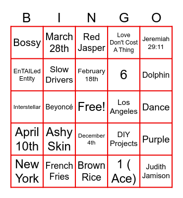 How Well Do You Know Kam & Kyndal Bingo Card