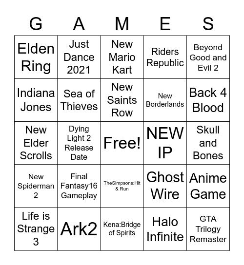 Summer Game Fest Season 2 Bingo Card