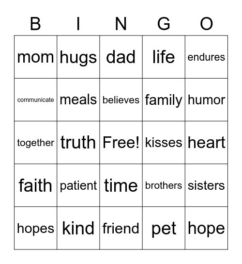 LOVE Bingo Card