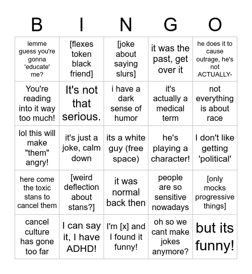 'cancelled' bingo Card