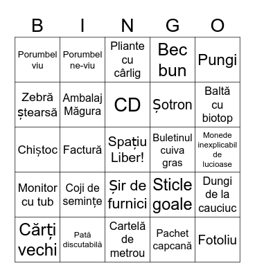 Chestii de pe jos Bingo Card