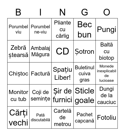 Chestii de pe jos Bingo Card