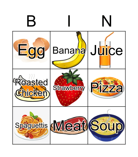 FOOD Bingo Card