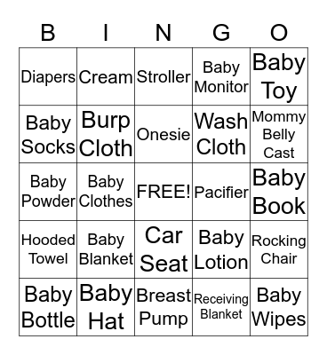 Baby Shower Bingo! Bingo Card
