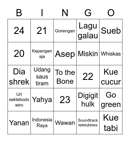 Tiwi 💜 Bingo Card
