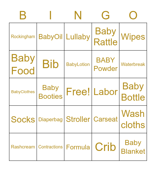 🌈  Baby 👶🏾 Bingo 🌈 Bingo Card