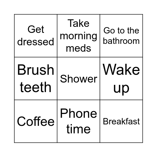 Next Tuesday Bingo Card