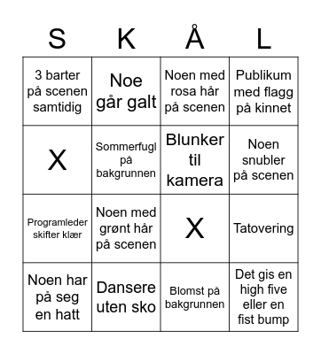 Eurovision Song Contest 22.05.2021 Bingo Card