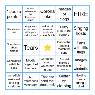 Eurovision Bingo 2021 Bingo Card