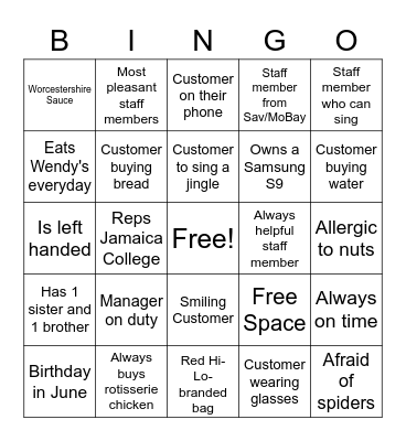 Hi-Lo Bingo Card