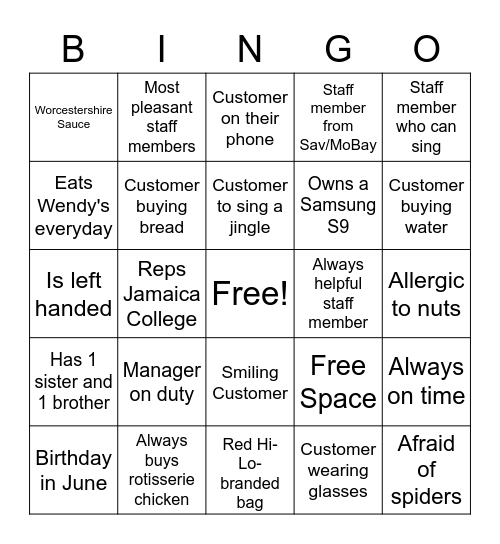 Hi-Lo Bingo Card