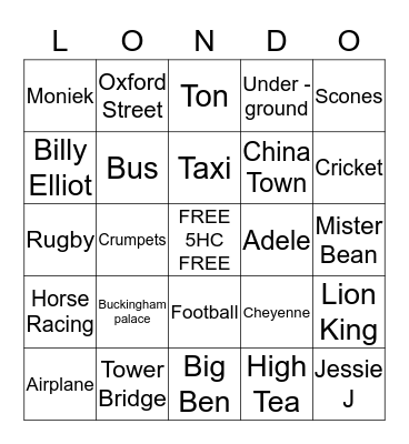 Londo game from Moniek, Cheyenne, Aimee and Chantal Bingo Card