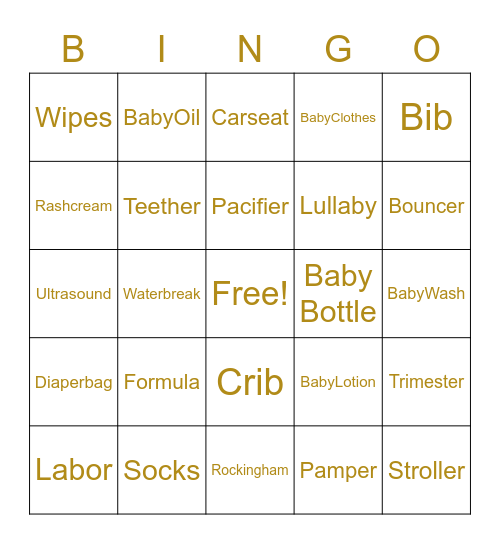 🌈 Baby 👶🏾 Bingo 🌈 Bingo Card