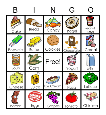 Food Bingo Card