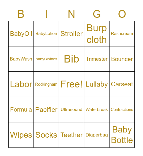 🌈 Baby 👶🏾 Bingo 🌈 Bingo Card