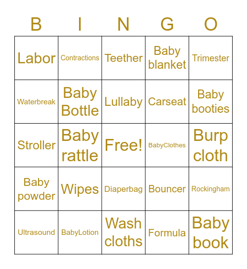 🌈 Baby 👶🏾 Bingo 🌈 Bingo Card