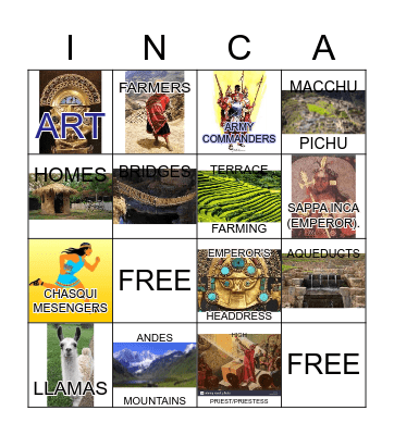 Inca/Emperor's New Groove Bingo Card