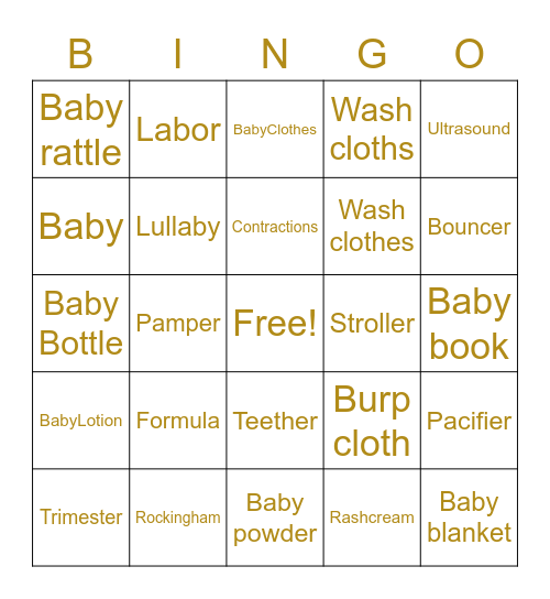 🌈 Baby 👶🏾 Bingo 🌈 Bingo Card