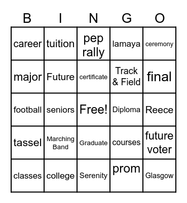 2021 Graduate Bingo Card