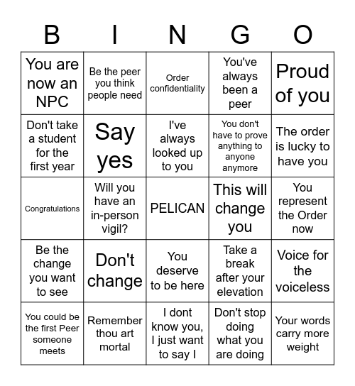Vigil Bingo Card