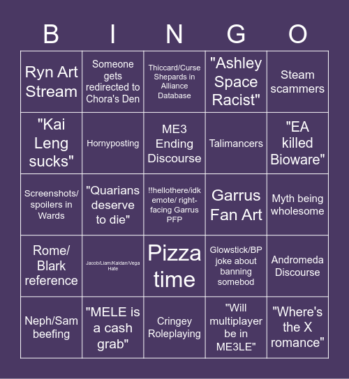 MEF Bingo Card