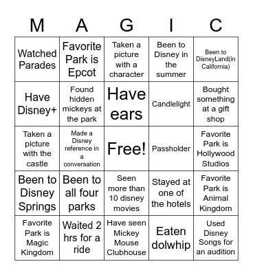 Disney Time! Bingo Card