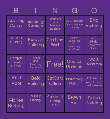 Get to know Campus Bingo Card