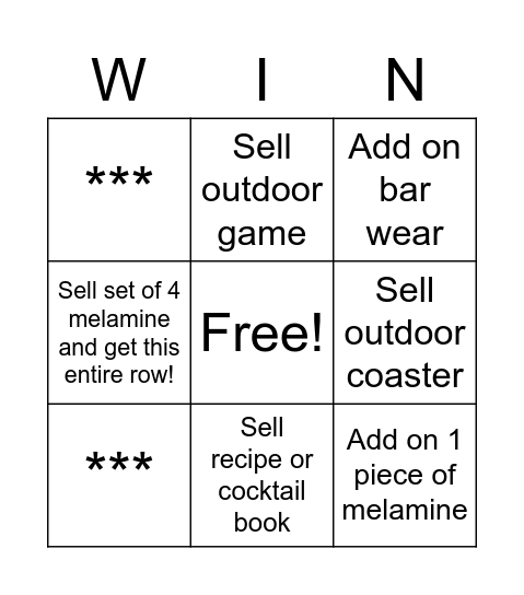 Outdoor Entertaining Bingo! Bingo Card