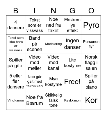 Eurovision Bingo Card