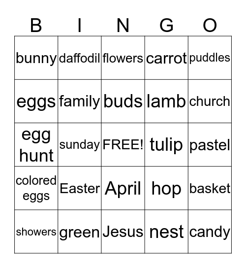 Easter Bingo Card