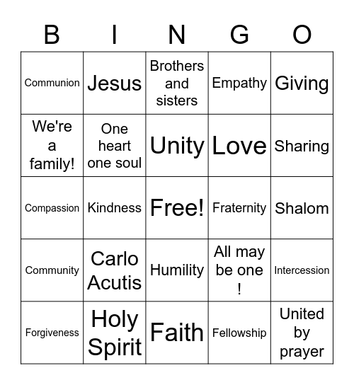 Unity Bingo Card