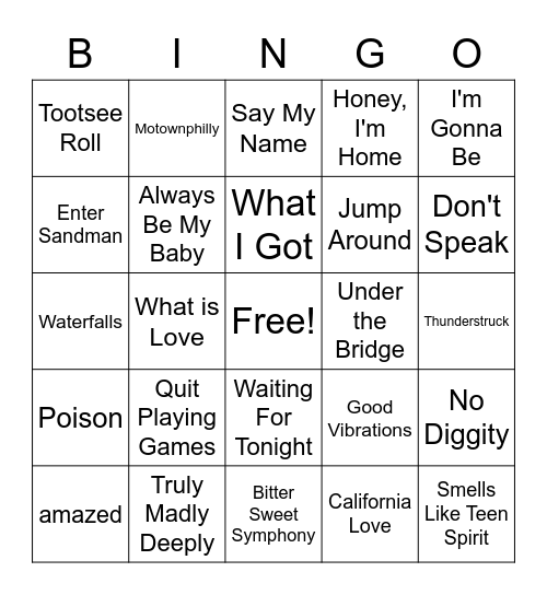 1990s Bingo Card