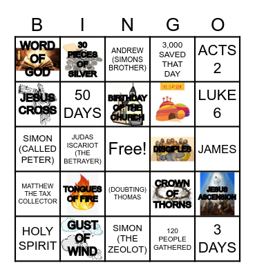 DEATH/ RESURRECTION /PENTECOST Bingo Card