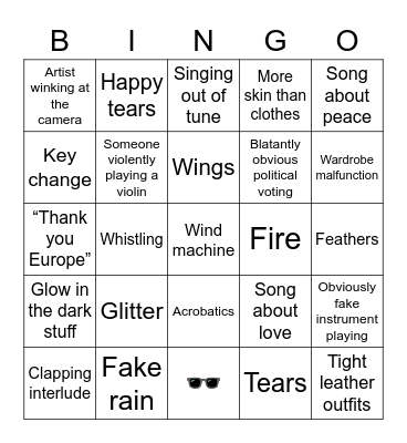 Eurovision Bingo Card