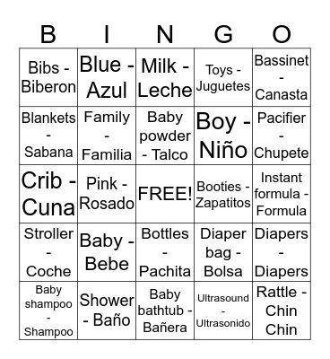 Baby Bingo Card