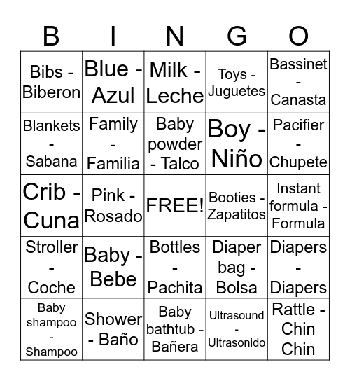 Baby Bingo Card