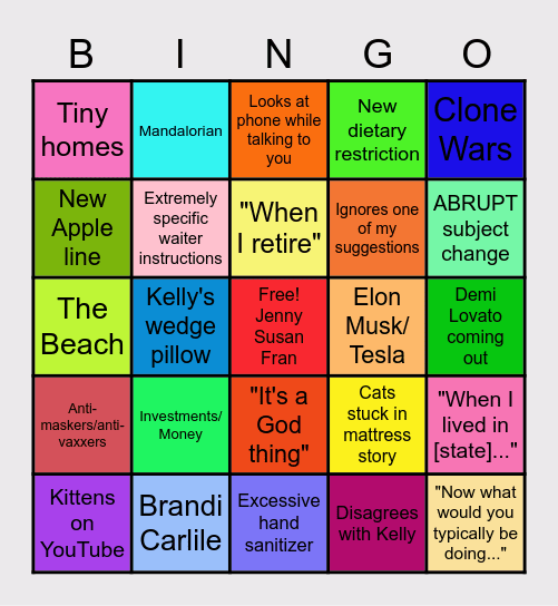 Becky-isms 06/2021 Bingo Card