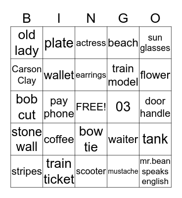 Mr. Bean's Holiday Bingo Card