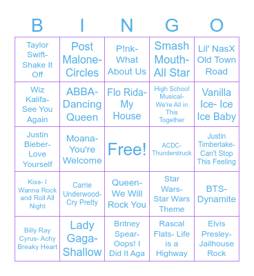 Music Bingo Card