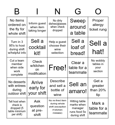 Server Bingo! Bingo Card