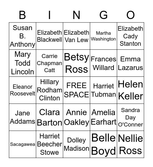 WOMEN'S HISTORY Bingo Card